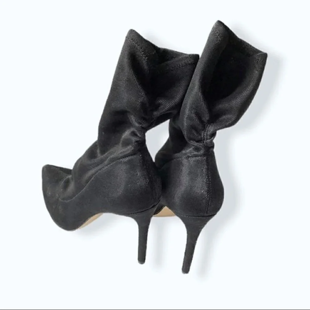 Badgley Mischka Stiletto Sock Boots Jewel Ronny Shimmer Pointed Toe Evening 7 - Picture 9 of 12